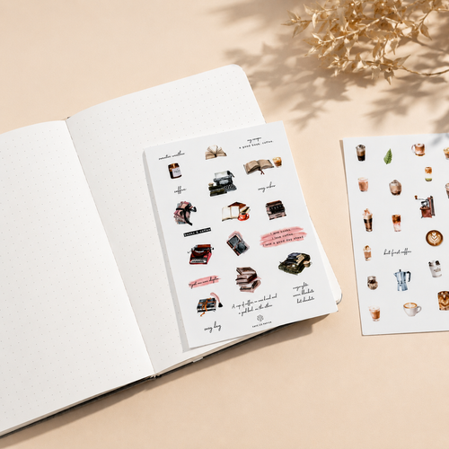 Books and Coffee Sticker Sheet
